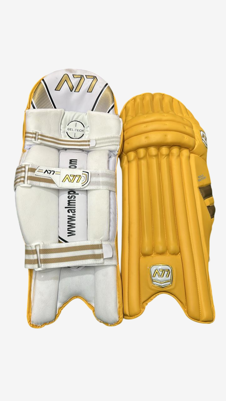 A77 | Cricket | Batting | Pads | Gold Edition Yellow