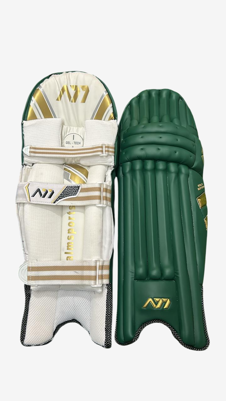 A77 | Cricket | Batting | Pads | Gold Edition Green