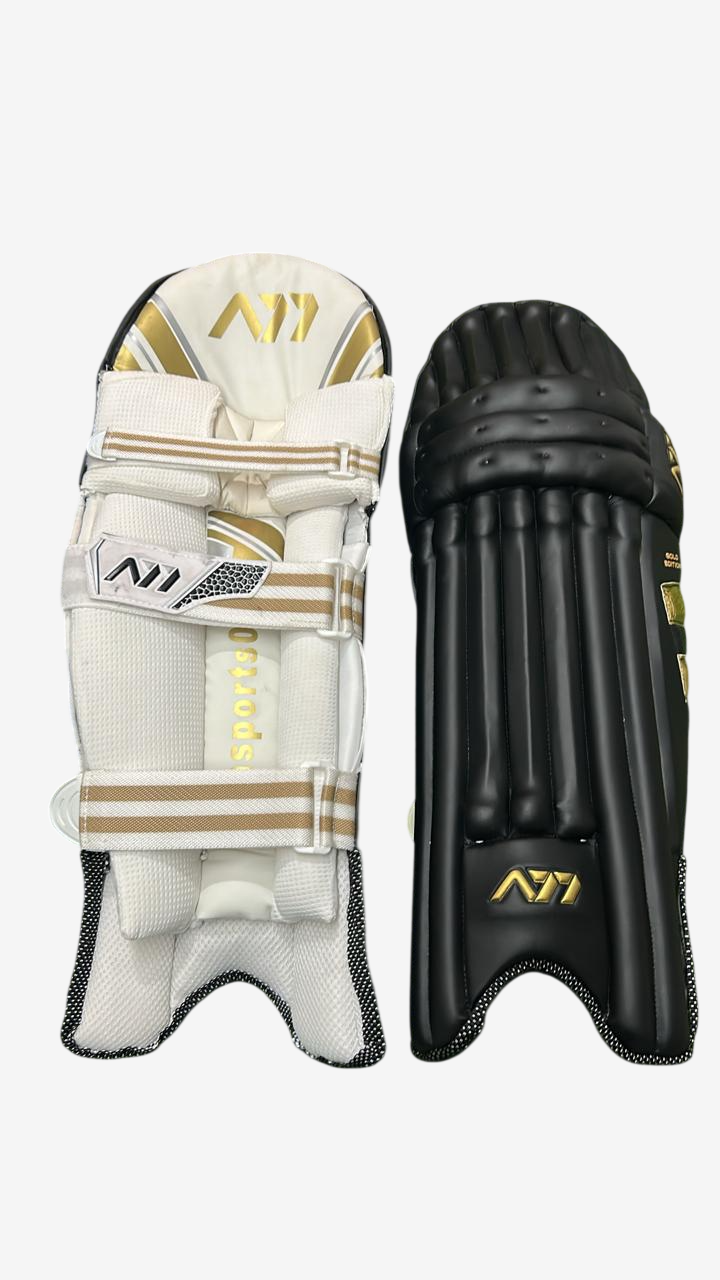 A77 | Cricket | Batting | Pads | Gold Edition Black