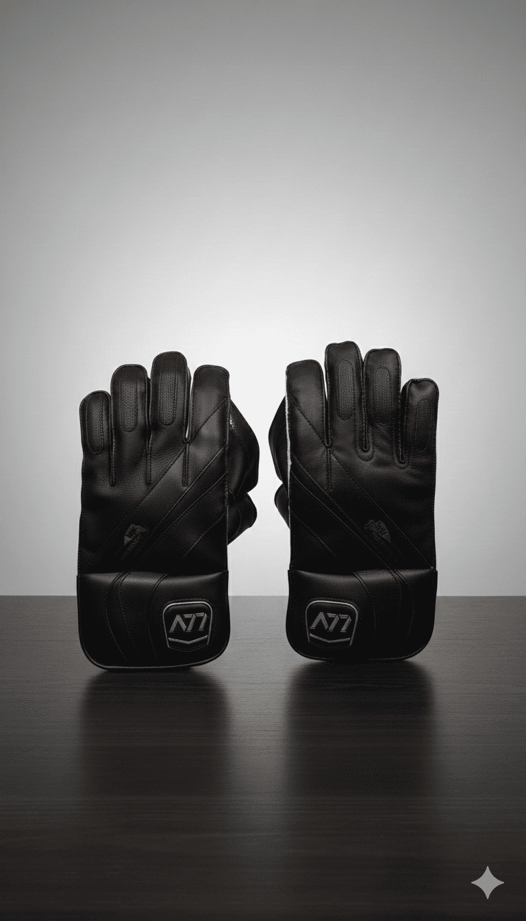 A77 Test Black Wicket Keeping Gloves