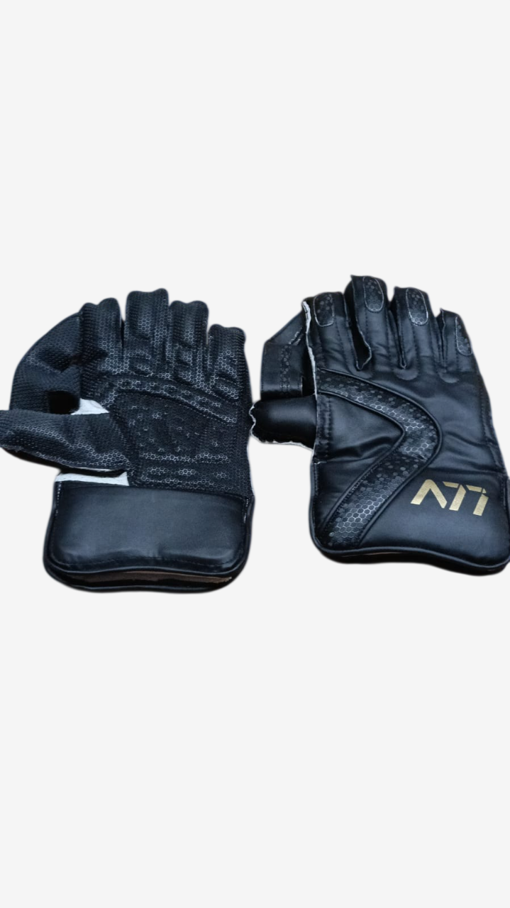 A77 Test Black Wicket Keeping Gloves