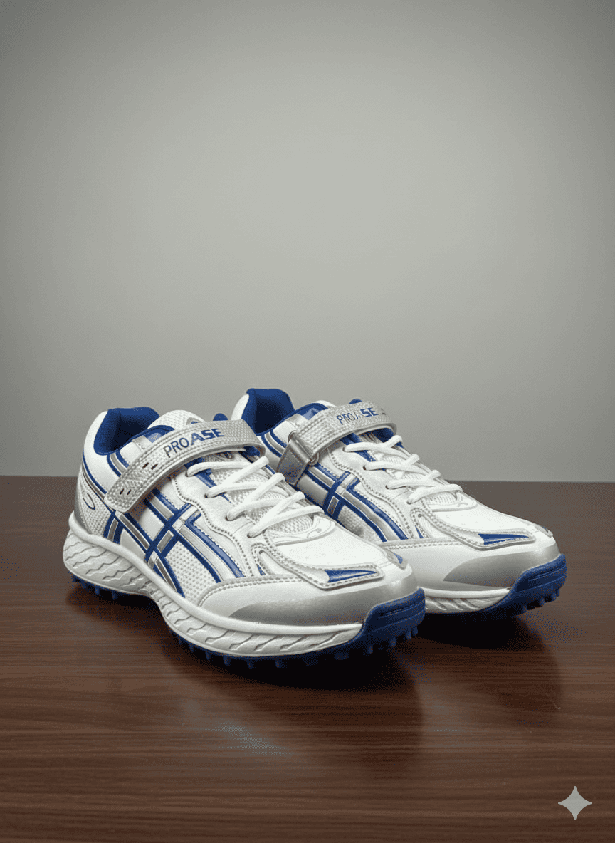 PRO Ease Silver Blue Cricket Stud Shoes
