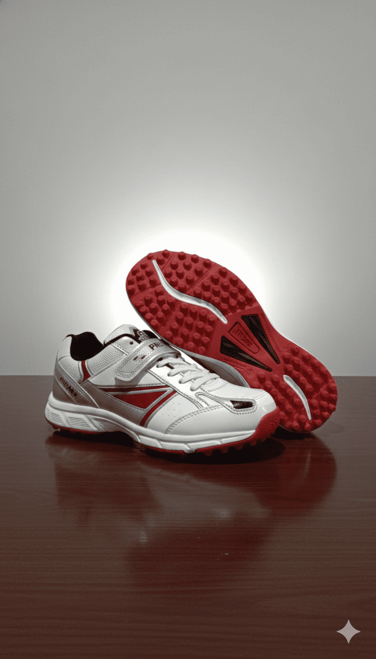 Pro Ase White Red Cricket Stud Shoes