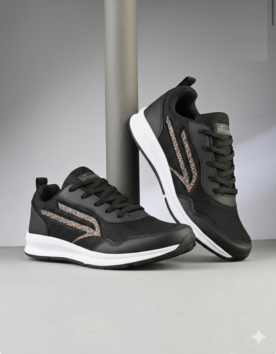 Pro Ase Running Shoes | Cricket | Fitness | Black